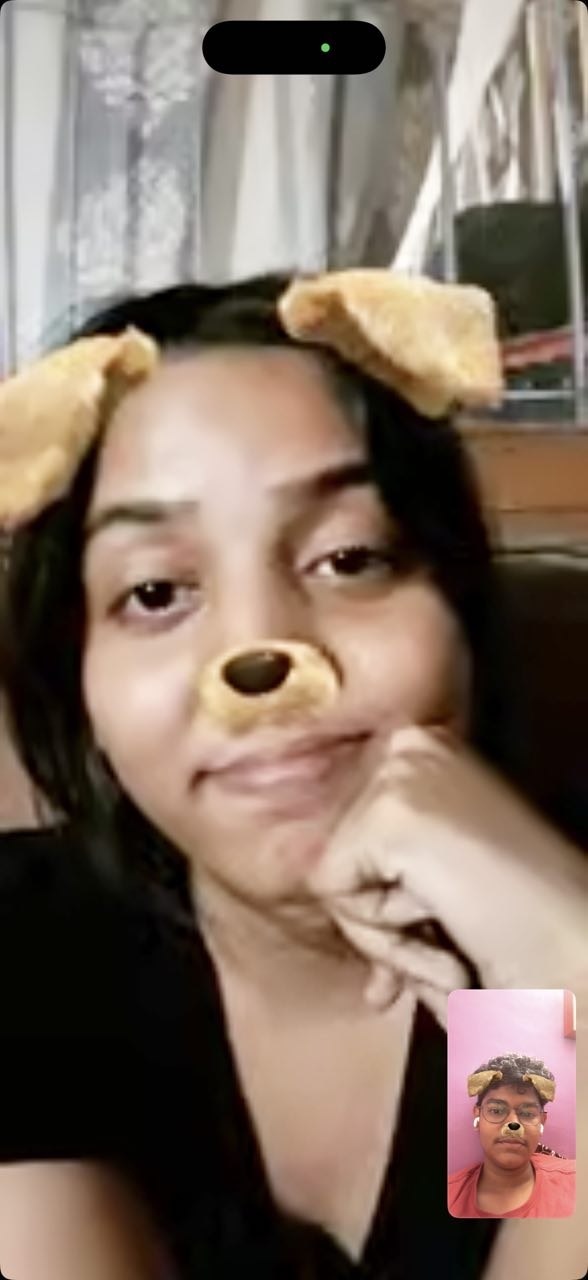 Jaggi on a video call with a playful dog filter